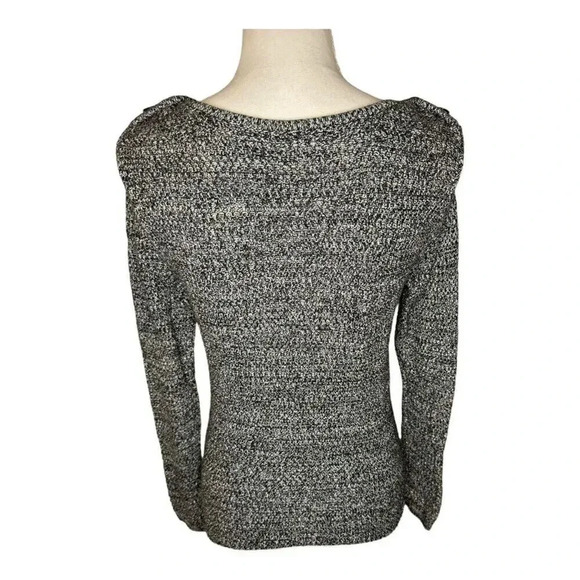 Ann Taylor Loft Women’s Small Heather Gray Sweater With Button Detailed Shoulder - Picture 3 of 7
